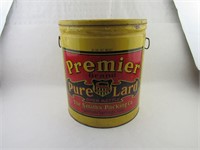 Vintage 50lb Premier Brand Pure Lard Tin