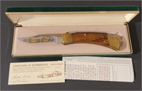 Buck 110 Knife With gold etched Mallard Ducks 750
