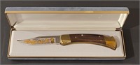 Buck 110 knife Jeb Stuart Gold Etched blade #181
