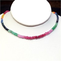 10K Yellow Sapphire Ruby /Emerald Necklace