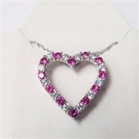 Silver Created Ruby 18" Necklace