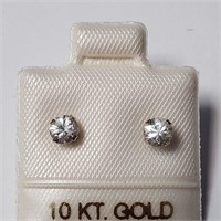 10K White Zircon 3.5Mm Earrings