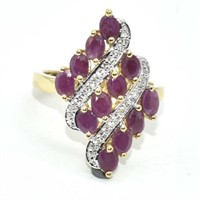 Gold plated Sil Ruby White Topaz(4.25ct) Ring