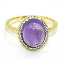 Gold plated Sil Amethyst Cz(3.55ct) Ring