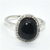 Silver Black Onyx Cz(3.25ct) Ring