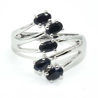 Silver Blue Sapphire(1.55ct) Ring