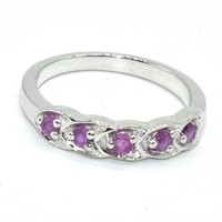 Silver Ruby White Topaz(0.65ct) Ring