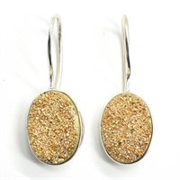 Silver Golden Druzy(10.15ct) Earrings