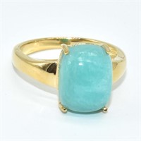 Gold plated Sil Chrysoprase(5.05ct) Ring