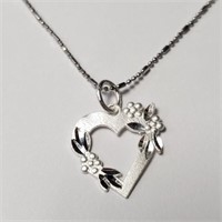 Silver 20" Heart Necklace