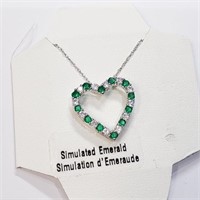 Silver Created Emerald 19" Necklace