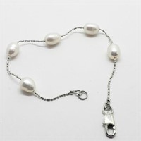 Silver Fresh Water Pearl 7" Bracelet