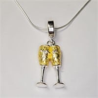 Silver Champagne Cup 18" Necklace