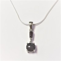 Silver Black Onyx 18" Necklace
