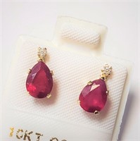 10K Ruby(1.8ct) Moissanite(0.05ct) Earrings