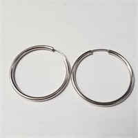 Silver 35Mm Hoop Earrings