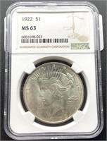 1922 Peace Dollar,  NGC MS63