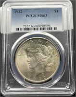 1922 Peace Dollar,  PCGS MS63