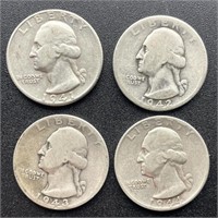 (4) Quarters 1941,1942D, 1943D, 1944S