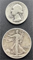 1942 Half Dollar & 1942 Washington Quarter