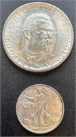1946 Booker T Wash. Half Dollar & 1/10 Oz. Silver