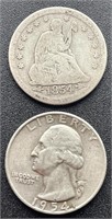 1854 & 1954-D Quarters, Silver
