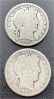 1906 D & 1907 O Barber Half Dollars