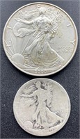 2000 Silver Eagle & 1920 Walking Half Dollar