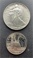 1986  Silver Eagle & 1986 Liberty Half Dollar