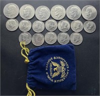 (6) Bi Cent. Dollars & (12) Half Dollars  w/ Bag