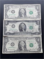 1976 2$ Bill & (2) 2006 1$ Star Notes 
(30 years