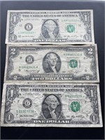 1976 2$ Bill & (2) 2006 1$ Star Notes 
(30 years