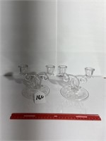 Pr Vintage Heisey Glass Lariat Dbl Candle Holder