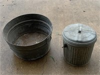 Large Tin Bucket & Ash Bucket w/Lid