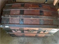 Antique Arch Top Trunk w/ Assorted Toys