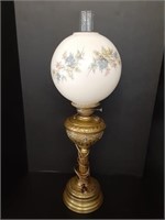 Brass Lamp w/ Decorated Ball Globe