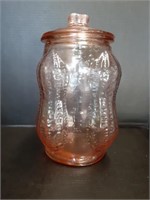 Pink Glass Planters Peanut Jar