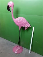 Large Tin Pink Flamingo w/Base
