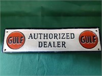 Cast Iron Gulf Authorized Dealer Sign