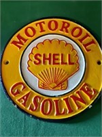Cast Iron Shell Motoroil Gasoline Round Sign