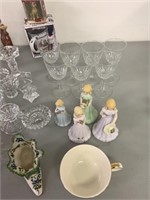 LOT OF GLASS CANDLESTICKS, GROWING UP FIGS & MORE