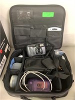 HEWLETT PACKARD CAMERA WITH CASE AND MORE