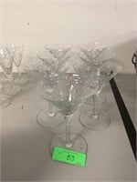 7 ETCHED MARTINI GLASSES