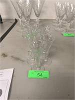 7 ETCHED CORDIALS  GLASSES