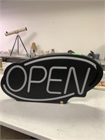 NEON OPEN SIGN AND EMACHINE CPU AND SOUND BAR
