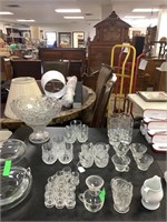 PUNCH BOWL AND LOT OF GLASSWARE MIXED