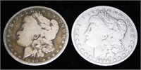 (2) 1890 Morgan O Silver Dollars