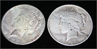 (2) 1924 Peace Silver Dollars