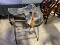 Horse Race Saddle & Metal Folding Stand