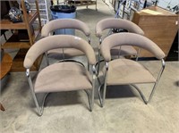(4X) Mid Century Fabric and Chrome Dining Chairs